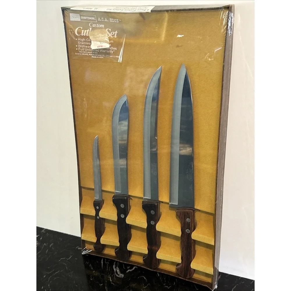 VTG Craftsman Gourmet ACA Edge Stainless USA Kitchen Chefs Knife Set of 4
